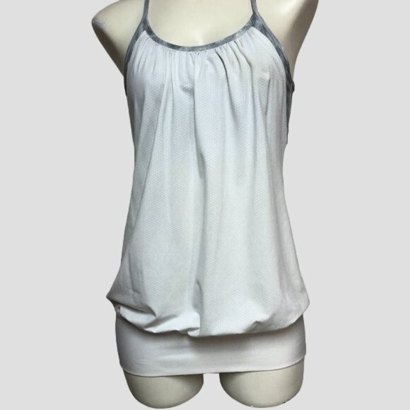 lululemon athletica Tops - Lululemon No Limits Athletic Tank White / Blazer Fossil Size 6